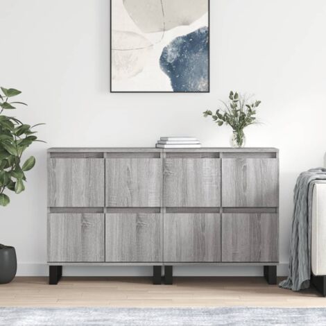 Buffet bas,Buffet Commode industriels 2 pcs sonoma gris bois d'ingénierie -QS27352 (1/5)