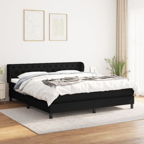 Lit à sommier tapissier avec matelas,Lit Adulte,Meuble de Chambre à Coucher Noir 160x200 cm Tissu XZZ829797 (1/5)