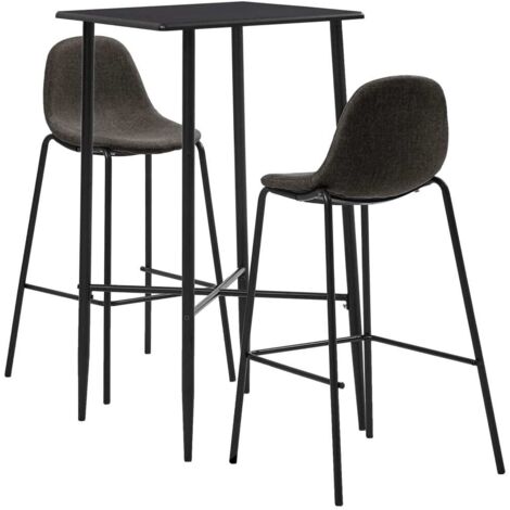 Ensemble de bar 3 pcs Meuble de Jardin/bistro Ensemble table et chaises Tissu Gris foncé CNEI883263 (1/5)
