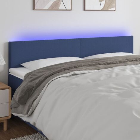 Tête de lit avec lumière LED,Panneau de lit,Décoration murale Bleu 160x5x78/88 cm Tissu XJDT469818 (1/5)