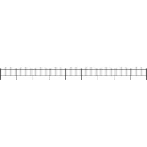 Clôture de jardin,Barrière de jardin,Portail de jardin à dessus en lance Acier (1,25-1,5)x15,3m Noir CNENE205056 (1/5)
