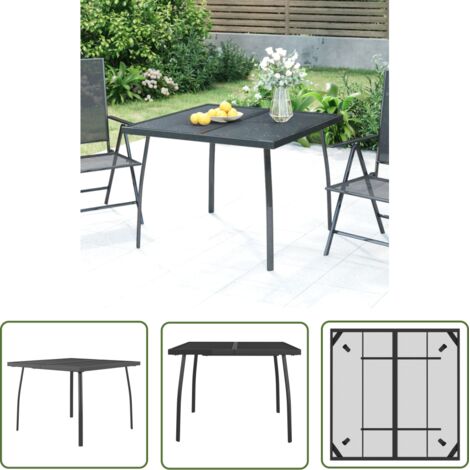 The Living Store Table de jardin anthracite 100x100x72 cm Treillis d'acier - Table De Jardin - Table Extérieure - Table En Métal - Table Treillis - Mobilier De Jardin (1/5)