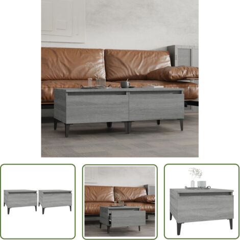 The Living Store Tables d'appoint 2 pcs Sonoma gris 50x46x35 cm Bois ingénierie - Table D'appoint - Meuble Industriel - Table Basse - Table Design - Mobilier Moderne (1/5)