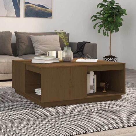 Table basse, Table de Salon, Table d'appoint, Design Moderne Marron miel 100x101x40,5 cm Bois massif de pin XZZ45608070 (1/5)