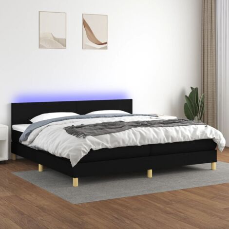Sommier tapissier et matelas et LED Sommier pour Adulte et Enfant Lit adulte Noir 200x200 cm Tissu XRKJY2597342 (1/5)