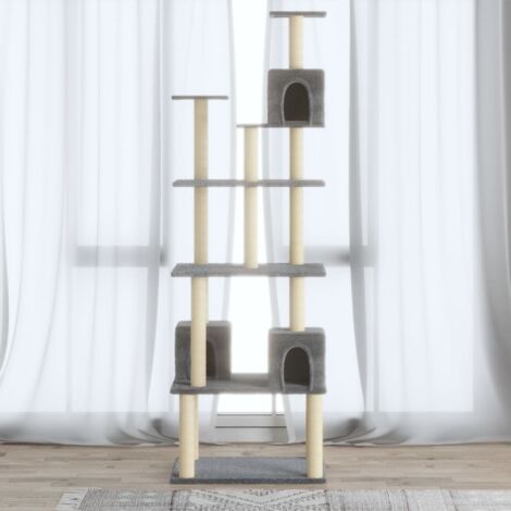 Arbre à chat,Tour à chat tout-en-un avec griffoirs en sisal Gris clair 188 cm -BN5183 (1/5)