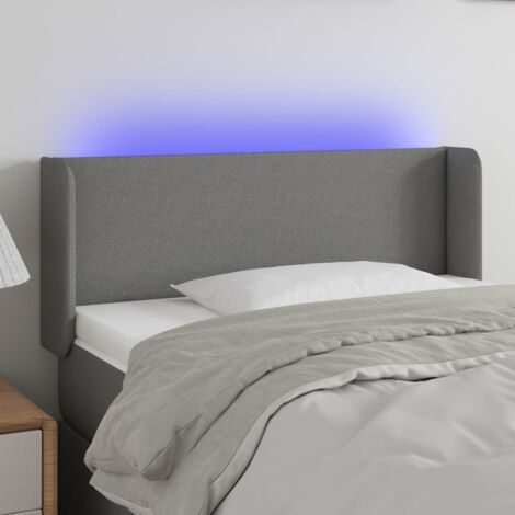 Tête de lit avec lumière LED,Panneau de lit,Décoration murale Gris foncé 93x16x78/88 cm Tissu XJDT496294 (1/5)
