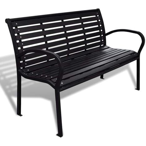 Banc de jardin  Banquette de jardin  Siège/Chaise de jardin 125 cm Acier et WPC Noir BTEB25686 MaisonChic (1/5)