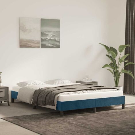 Lit adulte Cadre de lit Facile à monter pour Adultes, Adolescents, Enfants Bleu foncé 140x190 cm Velours BNDET1799379 (1/5)