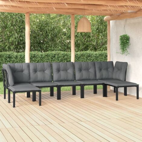 7 pcs Salon de jardin Salon d'extérieur Ensemble Meuble de Jardin Mobilier d'Extérieur noir et gris résine tressée XFNRX655669 (1/5)