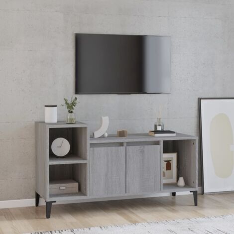Meuble TV Banc TV Moderne Meuble de Rangement Sonoma gris 100x35x55 cm Bois d'ingénierie XHET20397 (1/5)