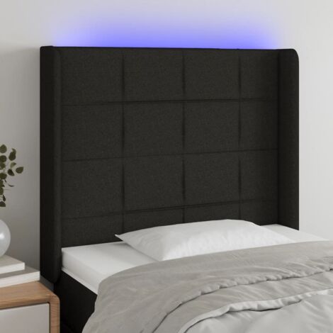 Tête de lit avec lumière LED,Panneau de lit,Décoration murale Noir 83x16x118/128 cm Tissu XJDT773641 (1/5)
