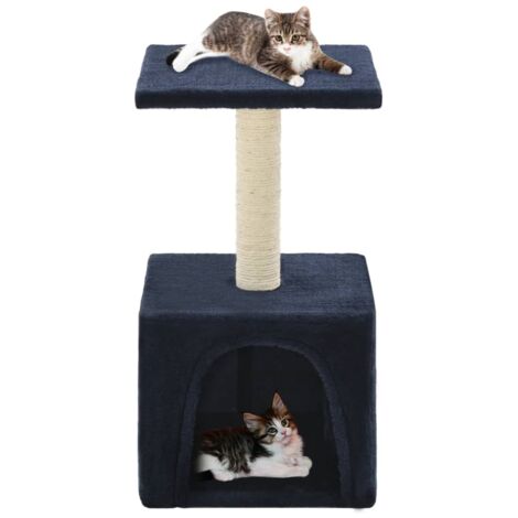 Arbre à chat, Arbre de grattage Jeu Chats, Maison pour Chat avec griffoir en sisal 55 cm Bleu foncé LKOWF43012 (1/5)