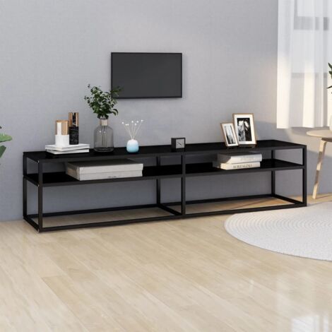 Meuble TV Banc TV Moderne Meuble de Rangement Noir 180x40x40,5 cm Verre trempé XHET99837 (1/5)