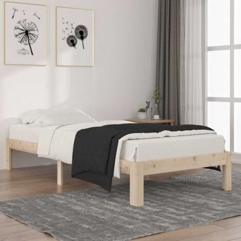 Lit adulte Cadre de lit Facile à monter pour Adultes, Adolescents, Enfants Bois de pin massif 90x200 cm BNDET9976230 (1/5)