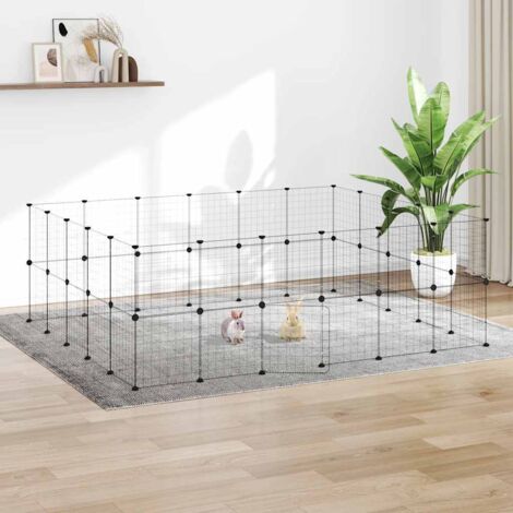 Cage animaux de compagnie à 44 panneaux et porte Cage pour chien Parc pour animaux Noir 35x35 cm MCYMH642160 (1/4)