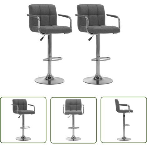 The Living Store Chaises de bar lot de 2 gris clair tissu - Chaise De Bar - Tabouret De Bar - Chaises Contemporaines - Meubles De Cuisine - Mobilier Moderne (1/5)
