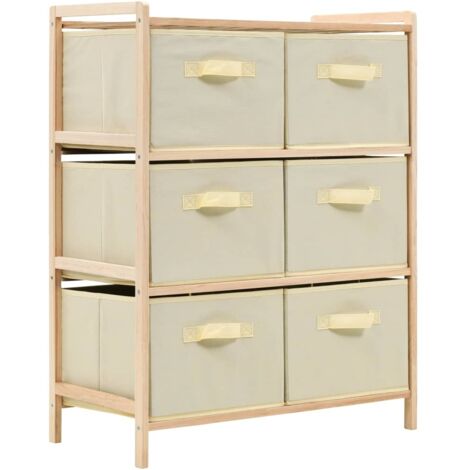 Étagère de rangement 6 paniers  Armoire de rangement Tissu Bois de cèdre Beige BRZH250016