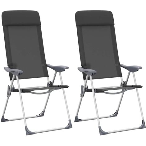 Lot de 2 Chaises pliante de camping  Chaises pliables d'extérieur  Chaise de jardin Noir Aluminium BSRHS692061 (1/5)