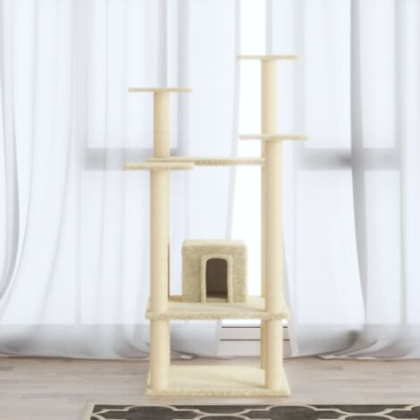 Arbre à chat,Tour à chat tout-en-un avec griffoirs en sisal Crème 110 cm -BN6134 (1/5)