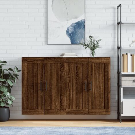 Lot de 2 Armoires murales,Armoire de rangement,Armoire suspendue chêne marron bois d'ingénierie CNEI539389 (1/5)