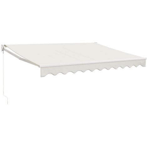 Auvent rétractable Store banne Marquise crème 3,5x2,5 m tissu et aluminium NDTN3079169 (1/5)