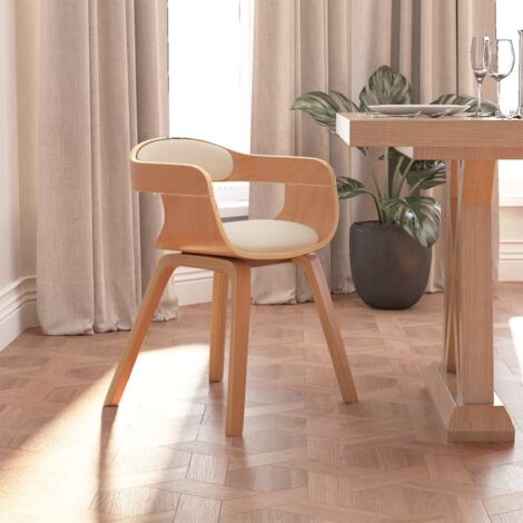 Chaise à manger,Chaise/Fauteuil de Salle à Manger Crème Similicuir et bois courbé HH94144 (1/5)