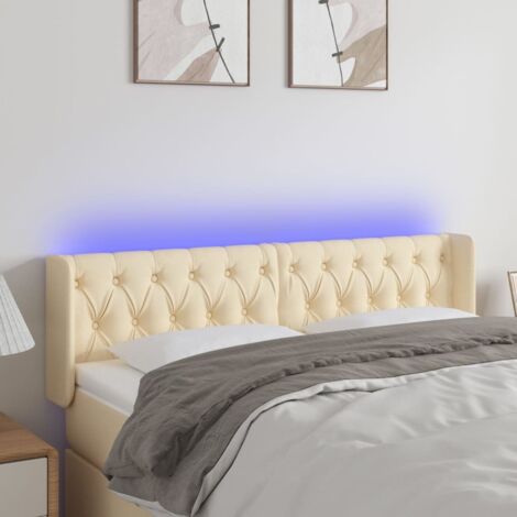 Tête de lit avec lumière LED,Panneau de lit,Décoration murale Crème 163x16x78/88 cm Tissu XEJZT915221 (1/5)