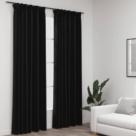 Lot de 2 Rideaux occultants,Décoration Chambre Fenêtre,Rideau Thermique Isolant aspect lin crochet Anthracite 140x225cm GDSVW12128 (1/4)