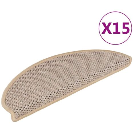 Tapis d'escalier autocollants 15 pcs，Marchettes d'escalier，Protections d'escalier 65x21x4 cm Beige clair DVNEI634504 (1/5)