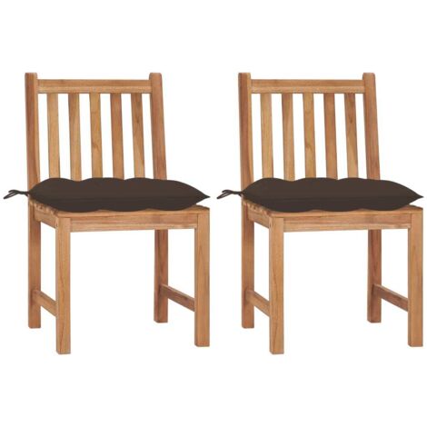 Lot de 2 Chaises de jardin Siège de Terrasse Fauteuil de jardin avec coussins Bois de teck massif DHNET5621511 (1/5)