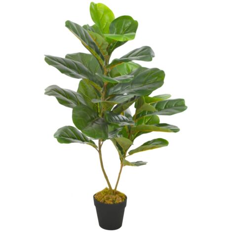 Plante artificielle avec pot,Arbre/ Fleur Artificielle pour Décoration Extérieur,Bureau, Maison, Jardin Feuilles de figuier Vert 90 cm CNEI309700 (1/2)