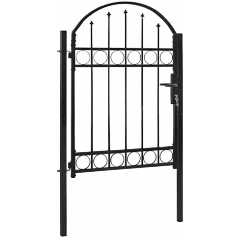 Portail de jardin Portail de clôture Portillons de jardin avec dessus arqué Acier 100 x 125 cm Noir XRJR531373 (1/5)