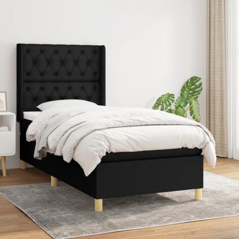 Lit à sommier tapissier et matelas,Lit Adulte,Meuble de Chambre à Coucher Noir 80x200 cm Tissu XZZ643609 (1/5)