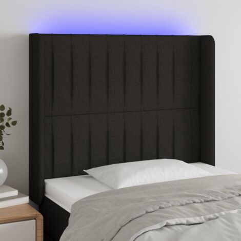 Tête de lit avec lumière LED,Panneau de lit,Décoration murale Noir 83x16x118/128 cm Tissu VSGS837160 (1/5)