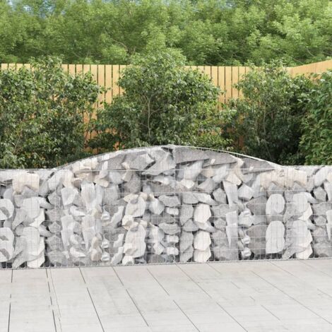 3 pcs Paniers à gabions  Clôture de jardin  Mur en Gabion  Cage à Pierres de Jardin décoratif arqués 400x30x100/120 cm Fer galvanisé DBEB2305862 (1/5)