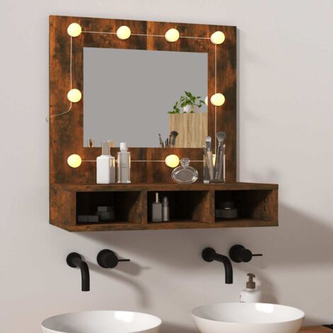 Armoire à miroir Cadre de miroir avec LED Chêne fumé 60x31,5x62 cm RTJEX137345 MaisonChic (1/5)