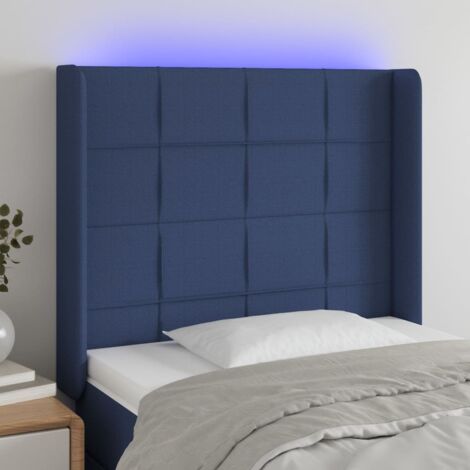 Tête de lit avec lumière LED,Panneau de lit,Décoration murale Bleu 103x16x118/128 cm Tissu XJDT795328 (1/5)