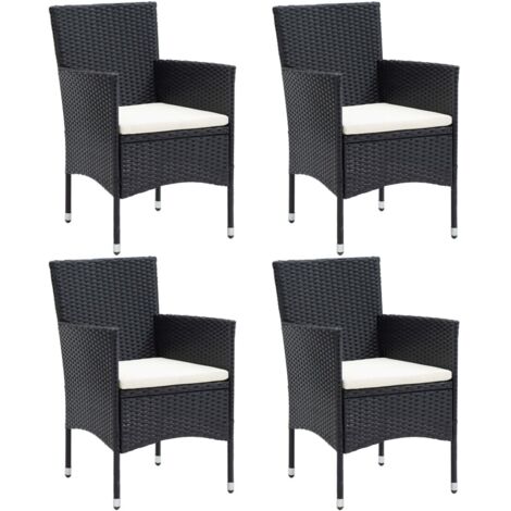 4 pcs Chaises de salle à manger de jardin  Chaises à dîner de jardin  Fauteuil de jardin Résine tressée Noir DHNET2261735 MaisonChic (1/5)