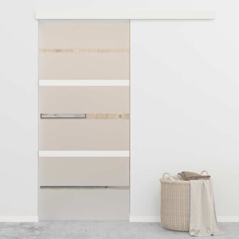 Porte coulissante,Porte glissante pour l'Intérieure Verre ESG et aluminium 90x205 cm Argenté VDVM823779 (1/5)
