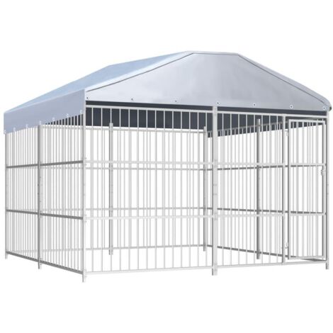 Chenil extérieur cage enclos parc animaux chien d'extérieur avec toit pour chiens 300 x 300 x 200 cm