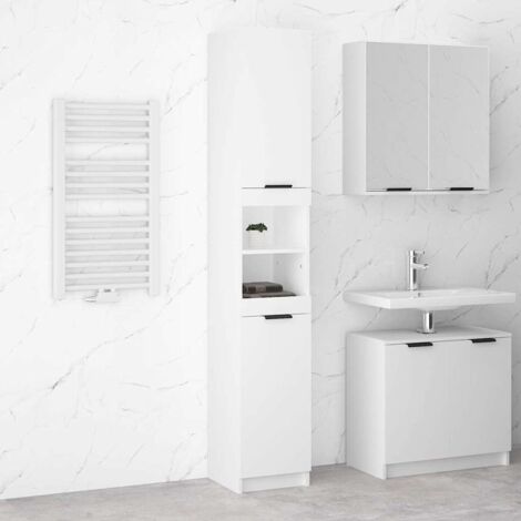 Armoire de salle de bain  Armoire de rangement  Placard de Rangement Toilettes Blanc 32x34x188,5 cm Bois d'ingénierie RTJEX177921 (1/5)