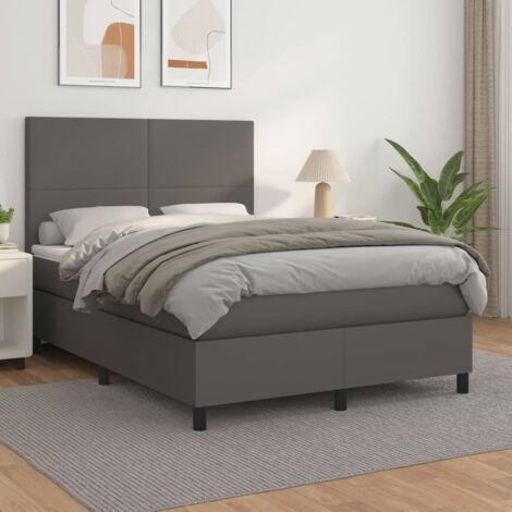 Lit à sommier tapissier avec matelas,Lit Adulte,Meuble de Chambre à Coucher Gris 140x190 cm Similicuir XZZ990259 (1/5)