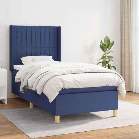 Lit simple Lit à sommier tapissier avec matelas Lit Adulte Meuble de Chambre à Coucher Bleu 90x200 cm Tissu XRKJY7968914 (1/5)