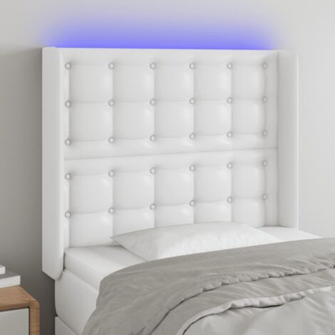 Tête de lit avec lumière LED,Panneau de lit,Décoration murale Blanc 83x16x118/128 cm Similicuir XJDT431500 (1/5)