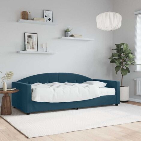 Lit Adulte,Lit simple,Lit de jour avec matelas bleu 90x200 cm velours CIV800723 (1/5)
