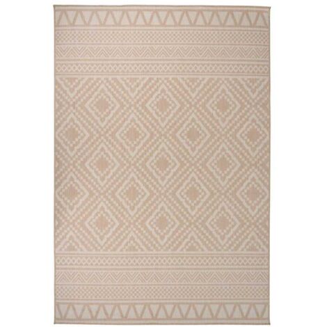 Tapis à tissage plat d'extérieur 160x230 cm Tapis pour Entrée, Chambre, Balcon, Jardin Rayures brunes BZTE997465 (1/5)