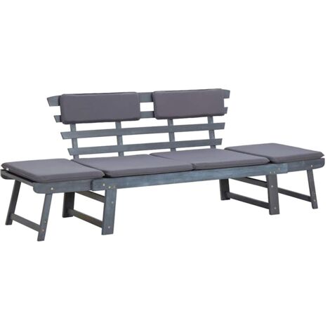Banc de jardin Banquette de jardin Siège/Chaise avec coussins 2-en-1 190 cm Gris Bois d'acacia BTEB58772 (1/5)
