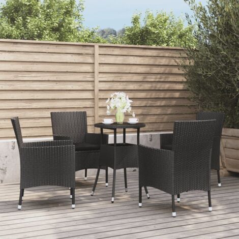 5 pcs Ensemble de bistro de jardin Ensemble Table et Chaises Ensemble de café coussins noir poly rotin DEJDX96275 (1/5)