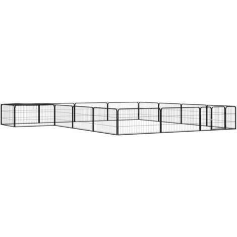 Parc pour chien 16 panneaux Cage pour chien Cage animaux Noir 100x50cm Acier enduit de poudre VSGS699889 (1/5)